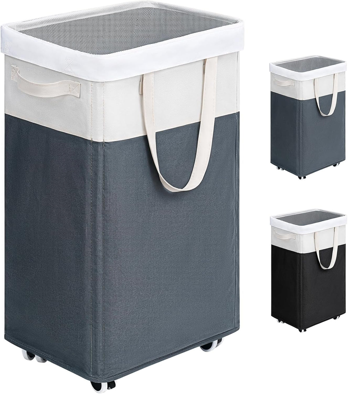 75L Laudnry Basket with Wheels & Removable Wash Bag for Dorm