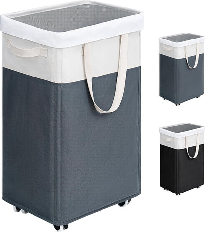 75L Laudnry Basket with Wheels & Removable Wash Bag for Dorm