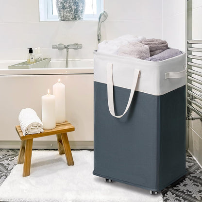 75L Laudnry Basket with Wheels & Removable Wash Bag for Dorm