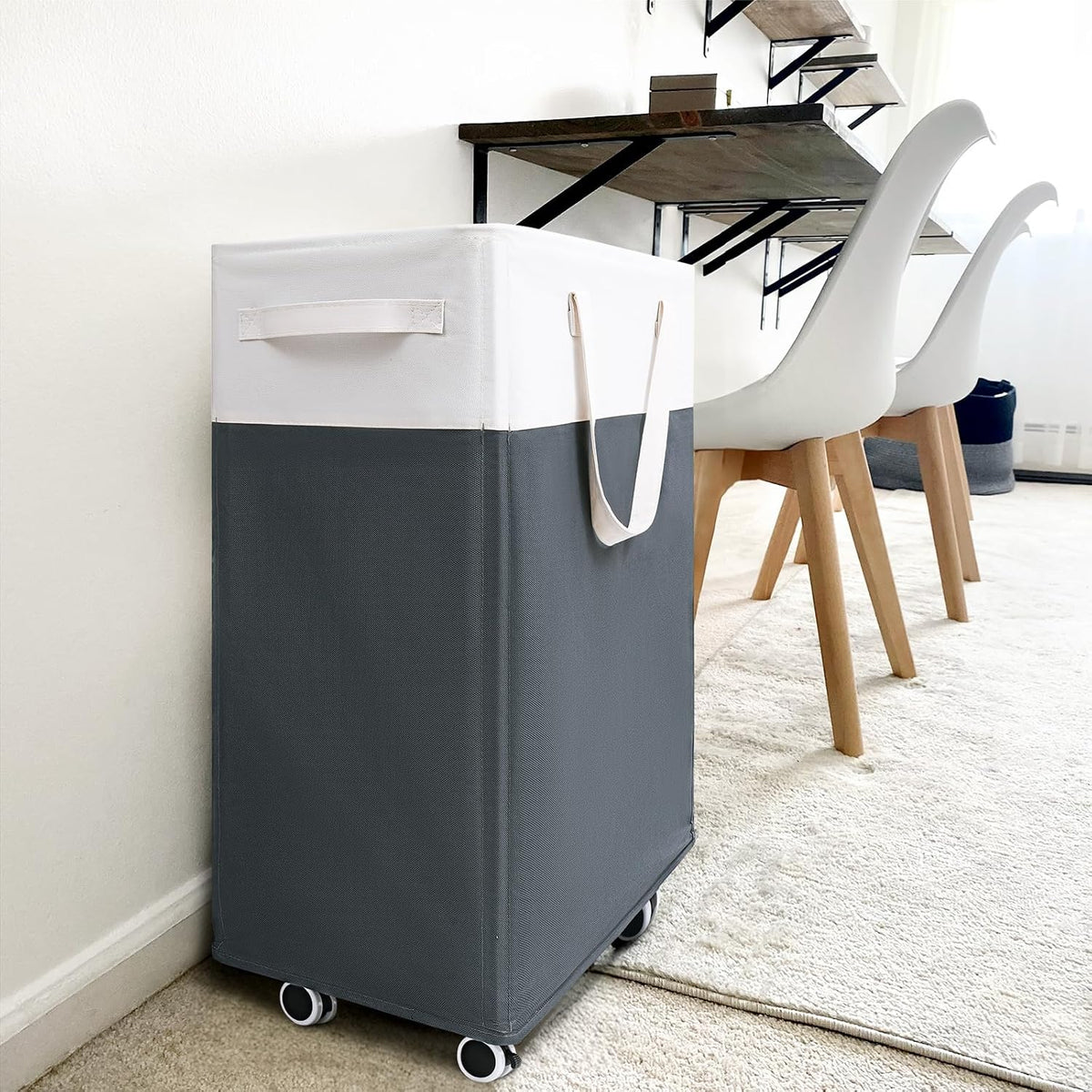 75L Laudnry Basket with Wheels & Removable Wash Bag for Dorm