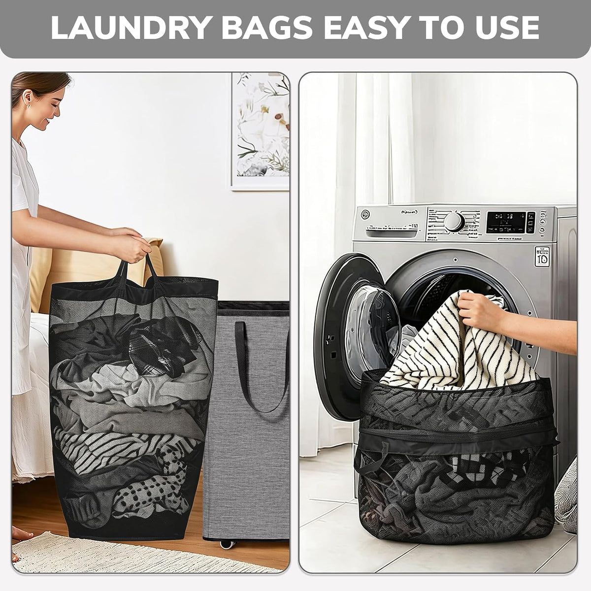 75L Laudnry Basket with Wheels & Removable Wash Bag for Dorm