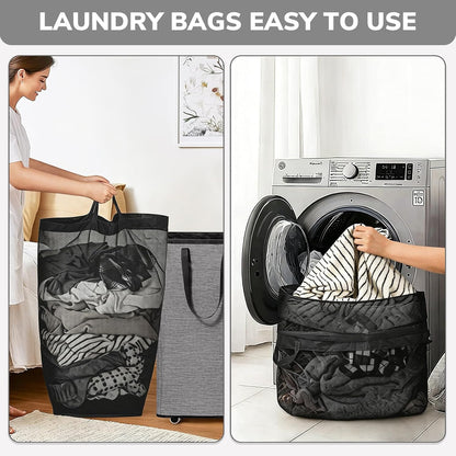 75L Laudnry Basket with Wheels & Removable Wash Bag for Dorm