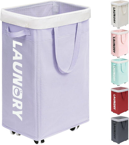 75L Laudnry Basket with Wheels & Removable Wash Bag for Dorm