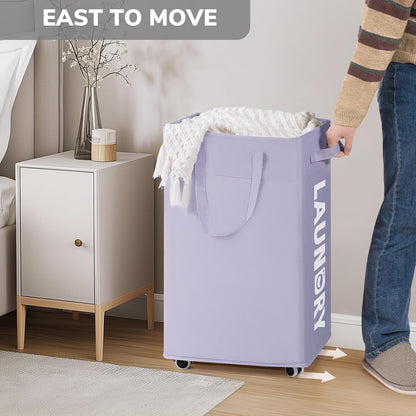75L Laudnry Basket with Wheels & Removable Wash Bag for Dorm