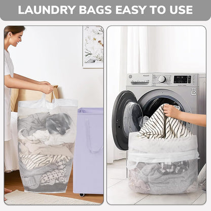 75L Laudnry Basket with Wheels & Removable Wash Bag for Dorm