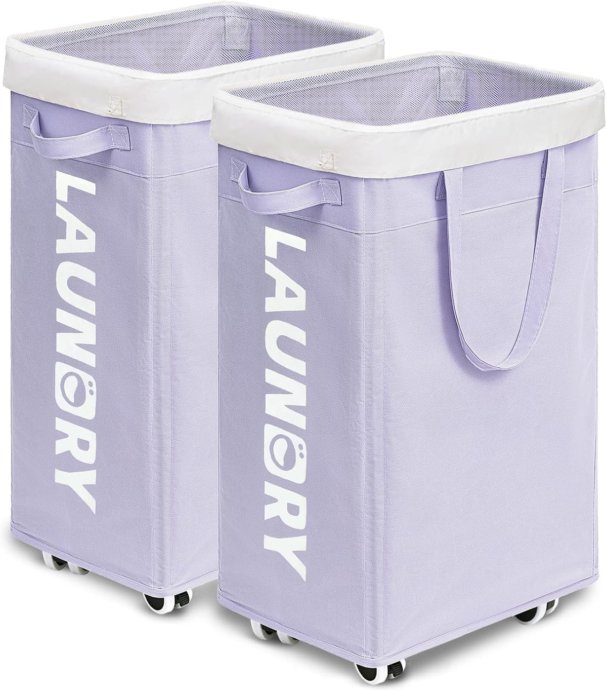 75L Laudnry Basket with Wheels & Removable Wash Bag for Dorm
