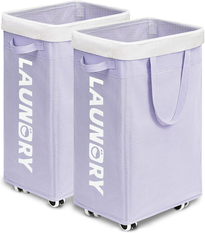 75L Laudnry Basket with Wheels & Removable Wash Bag for Dorm