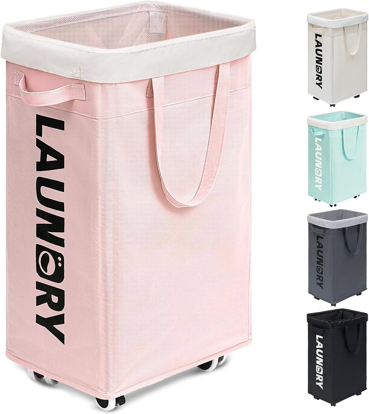 75L Laudnry Basket with Wheels & Removable Wash Bag for Dorm
