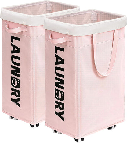 75L Laudnry Basket with Wheels & Removable Wash Bag for Dorm