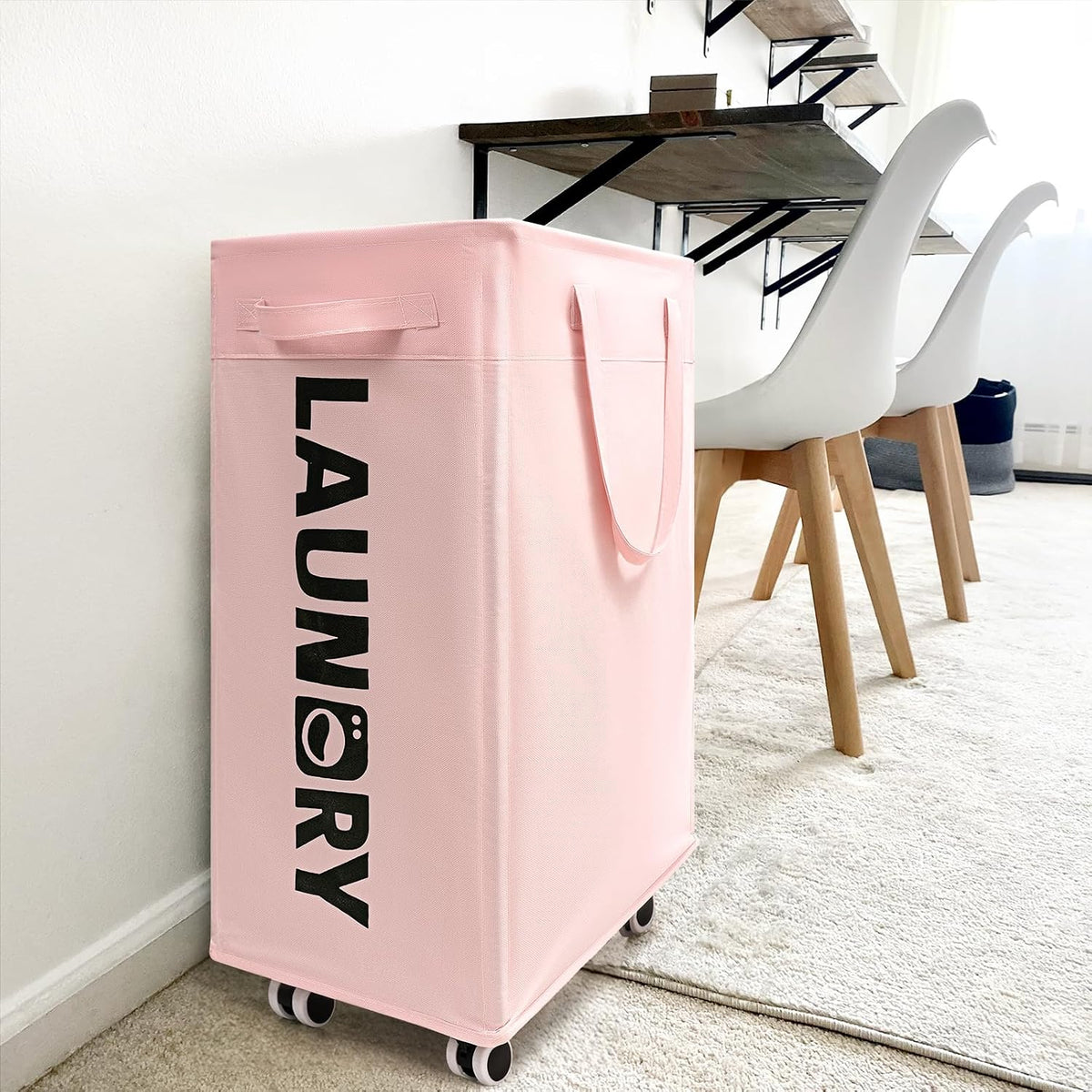 75L Laudnry Basket with Wheels & Removable Wash Bag for Dorm