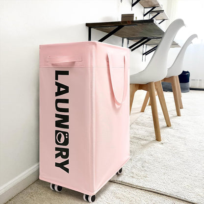 75L Laudnry Basket with Wheels & Removable Wash Bag for Dorm