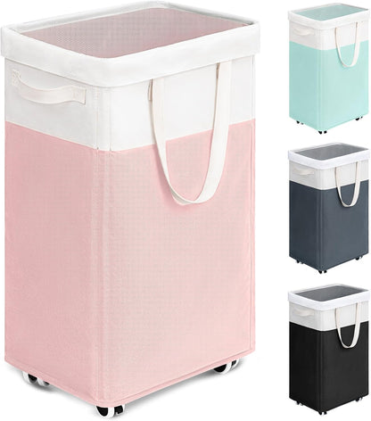75L Laudnry Basket with Wheels & Removable Wash Bag for Dorm