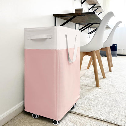 75L Laudnry Basket with Wheels & Removable Wash Bag for Dorm