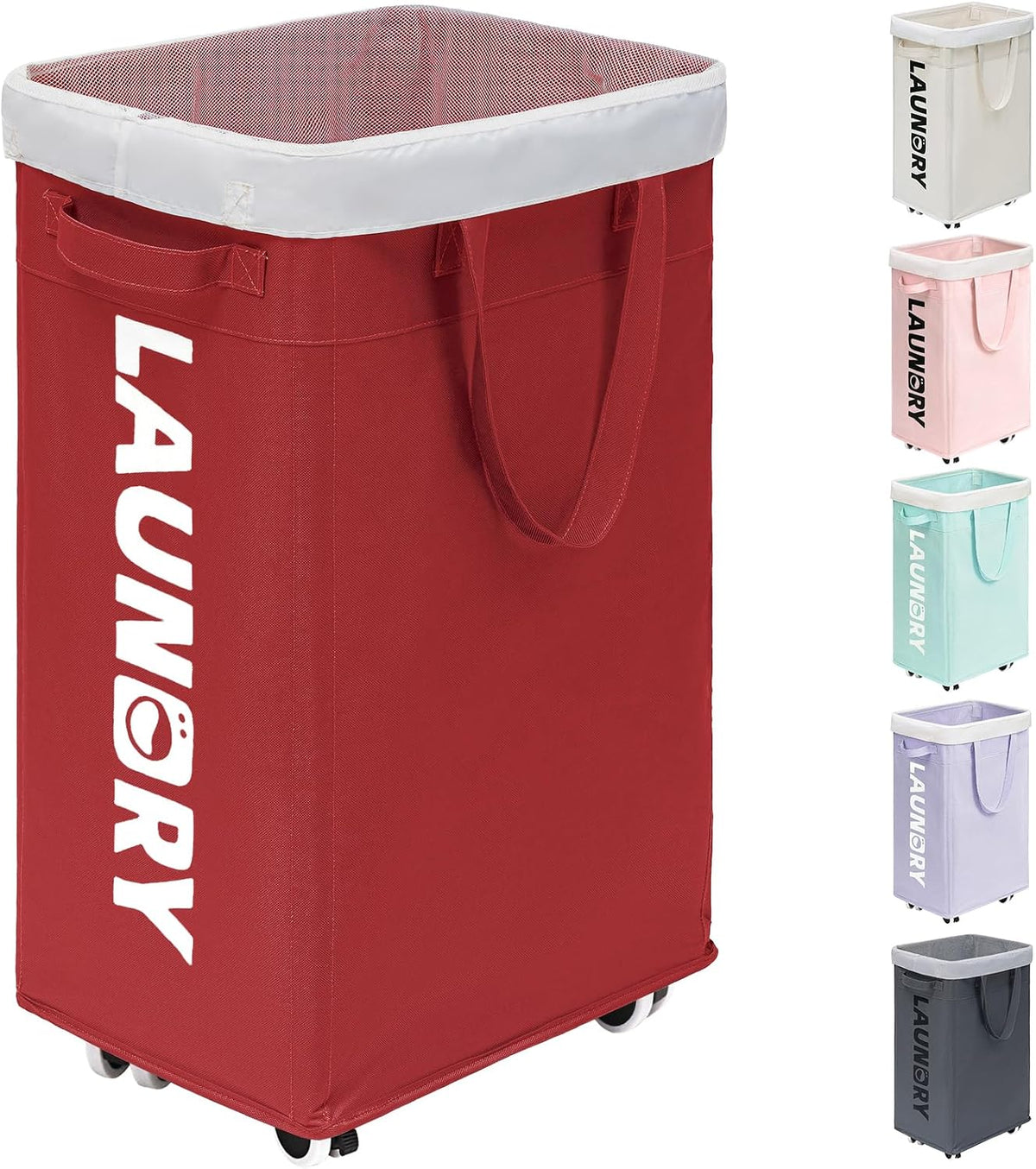 75L Laudnry Basket with Wheels & Removable Wash Bag for Dorm