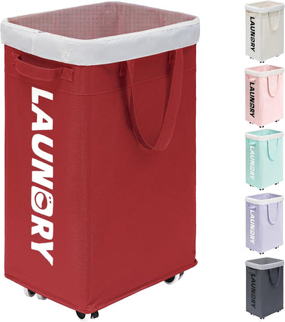 75L Laudnry Basket with Wheels & Removable Wash Bag for Dorm