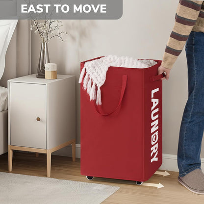 75L Laudnry Basket with Wheels & Removable Wash Bag for Dorm