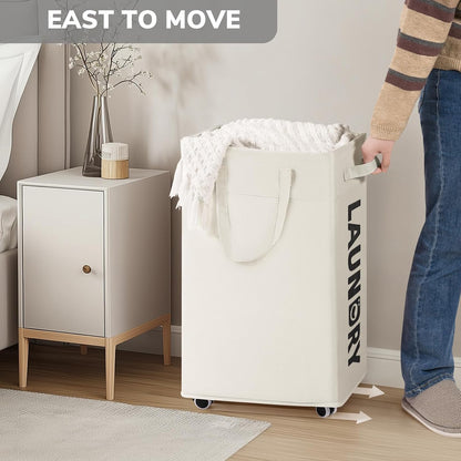 75L Laudnry Basket with Wheels & Removable Wash Bag for Dorm