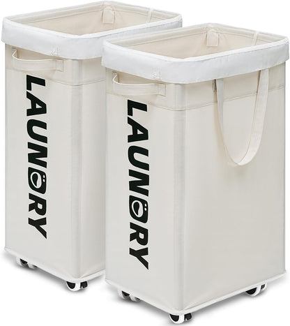 75L Laudnry Basket with Wheels & Removable Wash Bag for Dorm