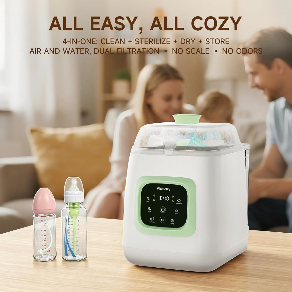 Upgraded 4-in-one Baby Bottle Washer, Sterilizer, Dryer and Storage Machine
