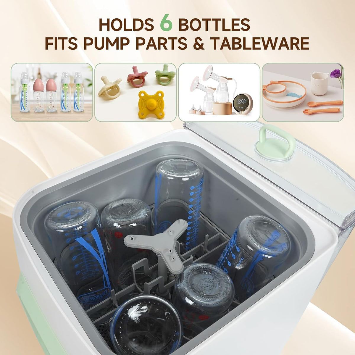 Upgraded 4-in-one Baby Bottle Washer, Sterilizer, Dryer and Storage Machine