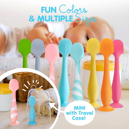 Baby Bum Brush + Mini Baby Diaper Cream Spatula with Case - BPA-Free Silicone Diaper Spatula with Suction Cup, Wipe-Clean, Mom-Invented Butt Paste Applicator (Pink Swirl & Pink)