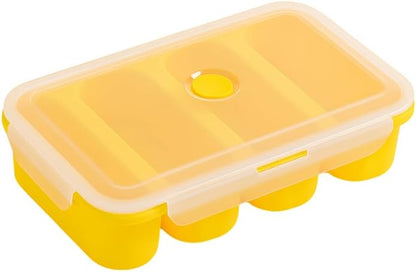 Silicone Freezer Tray with Lid – 4-Compartment BPA-Free Reusable Food Storage Container, Meal Prep & Baby Food Freezer Tray (8.5 oz Each), Leakproof, Microwave, Dishwasher & Freezer Safe