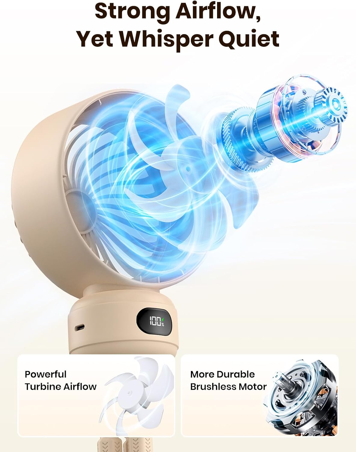 Warmco Portable Stroller Fan, 4000mAh Rechargeable Clip On Fan