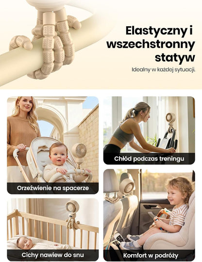Warmco Portable Stroller Fan, 4000mAh Rechargeable Clip On Fan