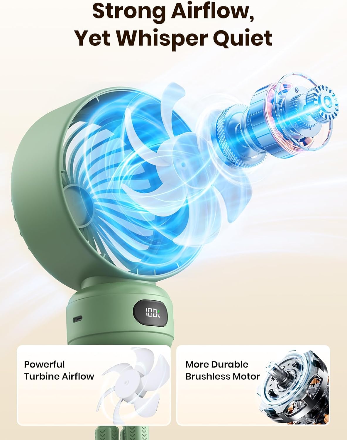 Warmco Portable Stroller Fan, 4000mAh Rechargeable Clip On Fan