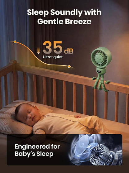 Warmco Portable Stroller Fan, 4000mAh Rechargeable Clip On Fan