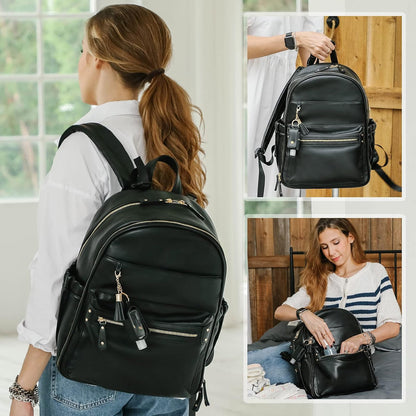 Diaper Bag Backpack Leather Diaper Bag, Baby Diaper Bag for Baby, 16 Pockets with Hand Sanitizer Holder, Changing Pad, 2 Insulated Pockets(Black)