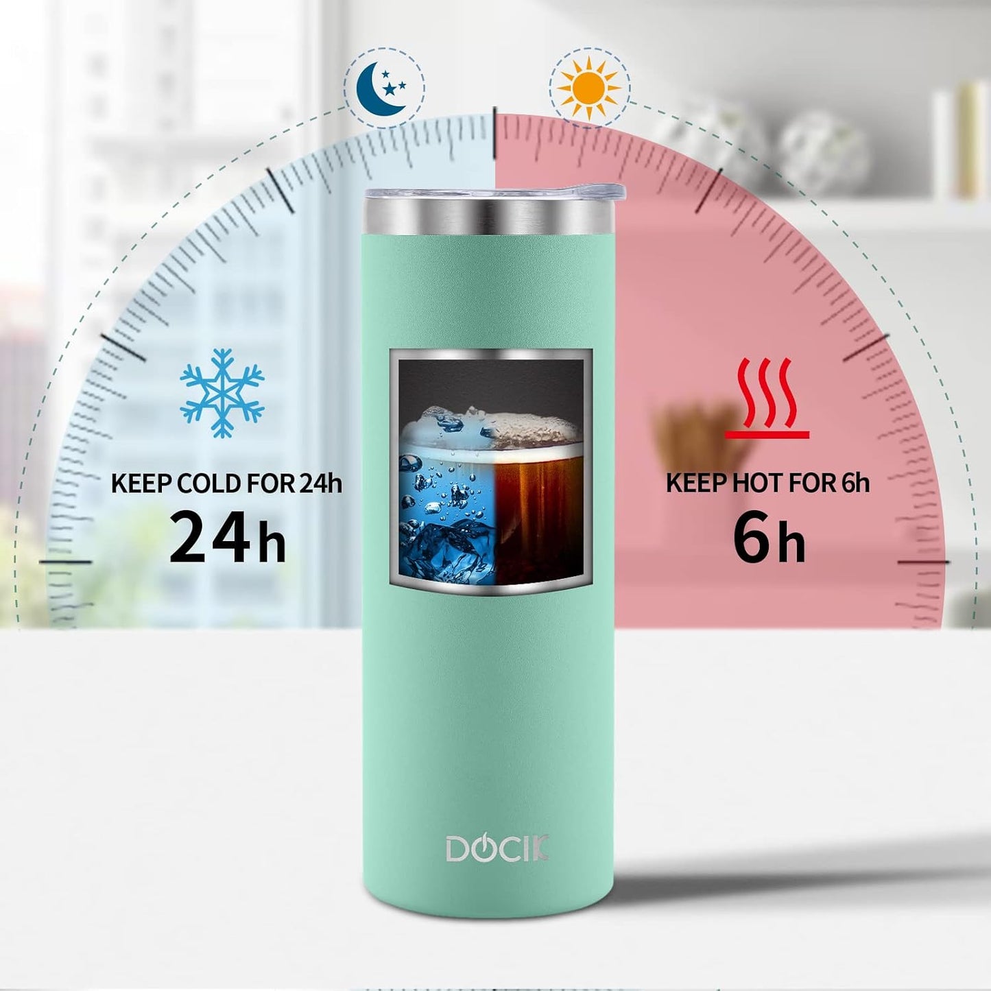 20 oz Straight Skinny Tumblers 4 Pack, Stainless Steel Double Wall Vacuum Insulated Slim Travel Tumbler Cup with Lids and Straws, Gifts for Women Men Him Her