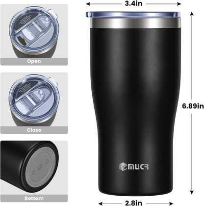 17oz Ceramic Lined Travel Tumbler Fits Car Cup Holder,White | Cleaning Brush, Excellent Heat Retention, Sweat-Proof, Easy to Clean, Ideal for Travel, Coffee, Tea