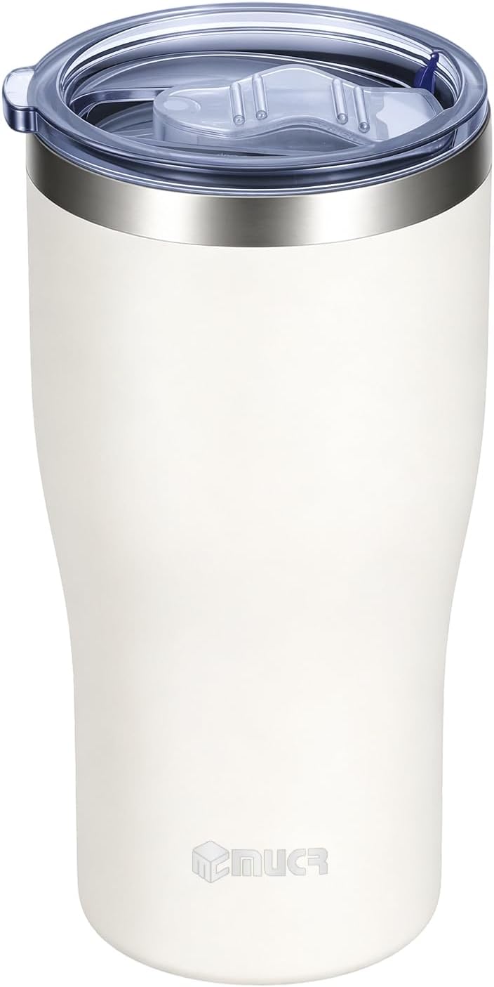 17oz Ceramic Lined Travel Tumbler Fits Car Cup Holder,White | Cleaning Brush, Excellent Heat Retention, Sweat-Proof, Easy to Clean, Ideal for Travel, Coffee, Tea