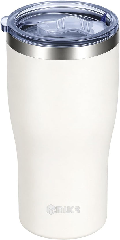 17oz Ceramic Lined Travel Tumbler Fits Car Cup Holder,White | Cleaning Brush, Excellent Heat Retention, Sweat-Proof, Easy to Clean, Ideal for Travel, Coffee, Tea