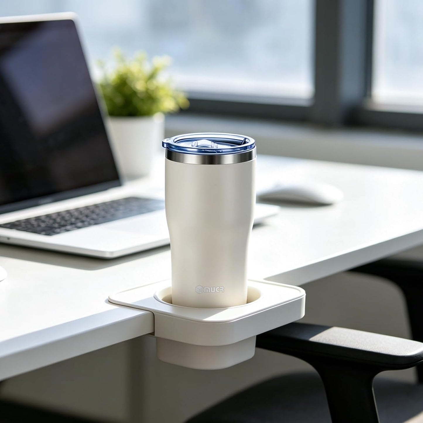 17oz Ceramic Lined Travel Tumbler Fits Car Cup Holder,White | Cleaning Brush, Excellent Heat Retention, Sweat-Proof, Easy to Clean, Ideal for Travel, Coffee, Tea