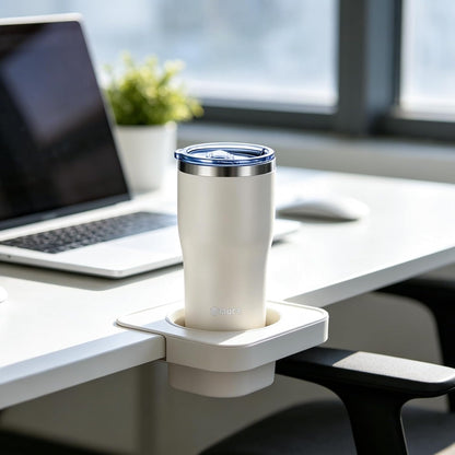 17oz Ceramic Lined Travel Tumbler Fits Car Cup Holder,White | Cleaning Brush, Excellent Heat Retention, Sweat-Proof, Easy to Clean, Ideal for Travel, Coffee, Tea