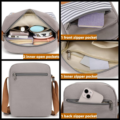 Girls Crossbody Purses for Kids 2 PCS Cross Body Bag Women Messenger Bag Girls Canvas Bag Cross Body Purse Set - Colors B