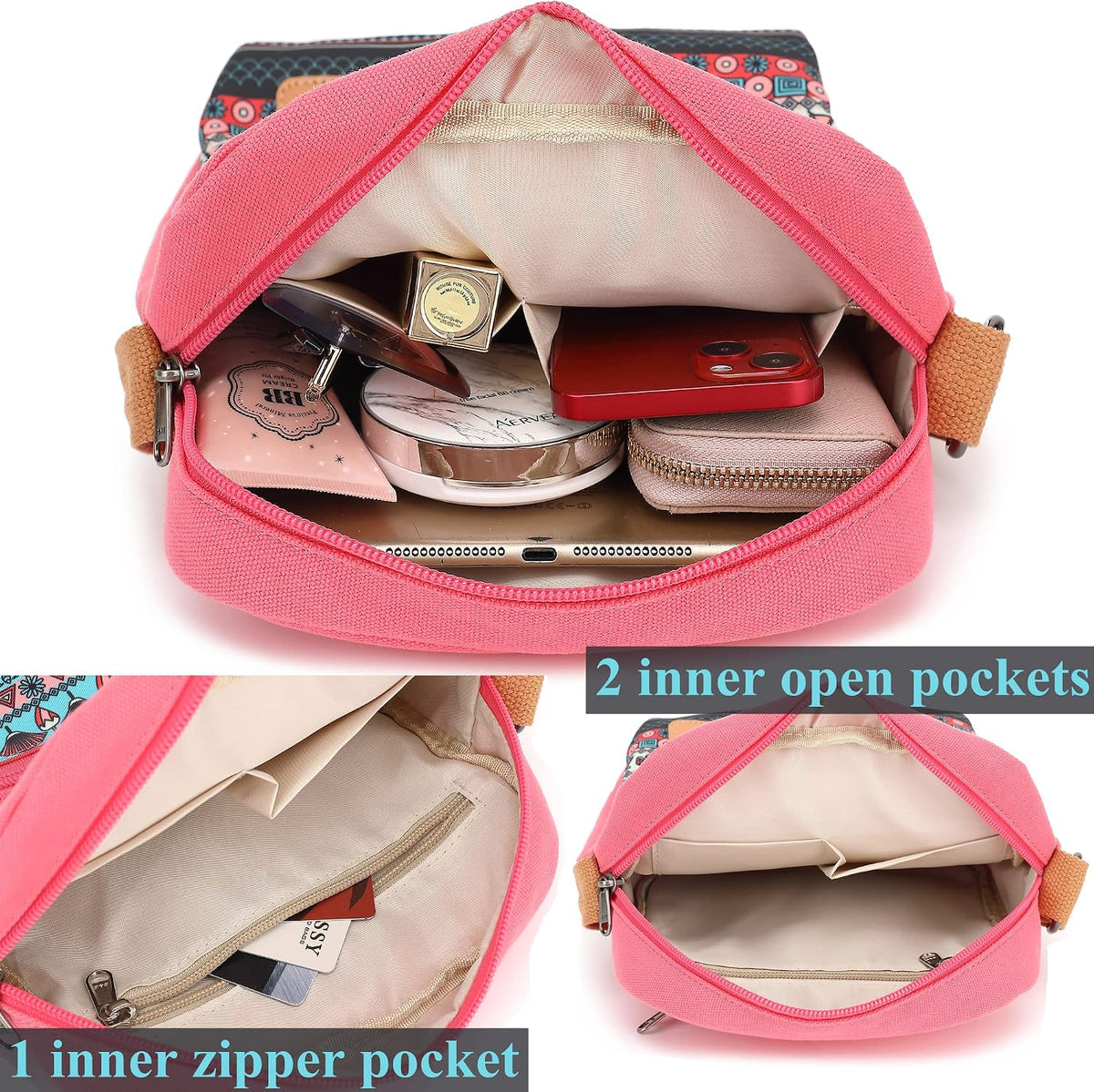 Girls Crossbody Purses for Kids 2 PCS Cross Body Bag Women Messenger Bag Girls Canvas Bag Cross Body Purse Set - Colors B