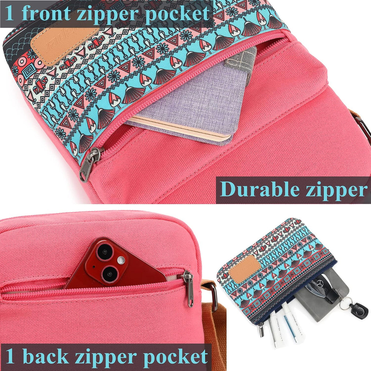 Girls Crossbody Purses for Kids 2 PCS Cross Body Bag Women Messenger Bag Girls Canvas Bag Cross Body Purse Set - Colors B