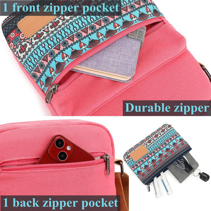 Girls Crossbody Purses for Kids 2 PCS Cross Body Bag Women Messenger Bag Girls Canvas Bag Cross Body Purse Set - Colors B