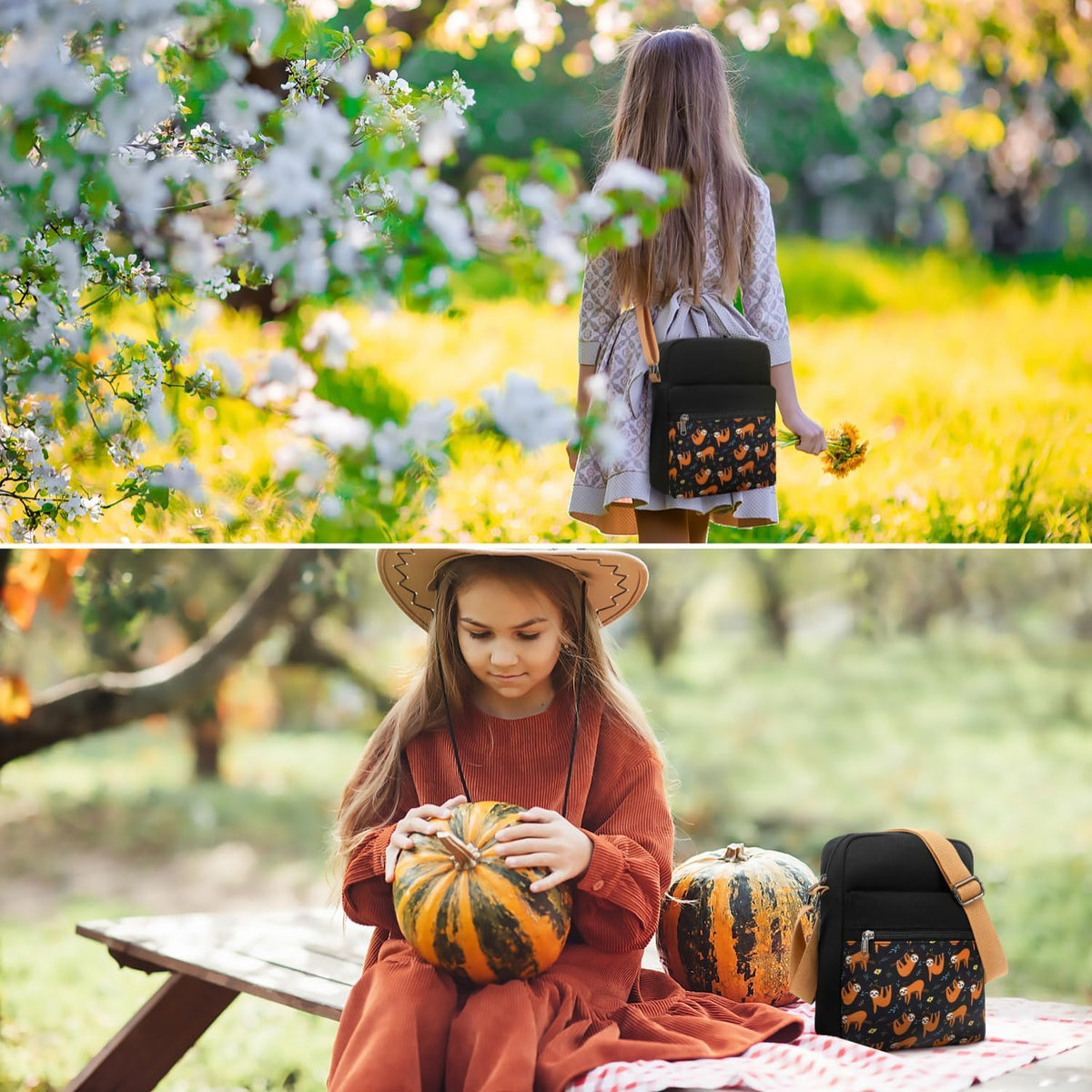 Girls Crossbody Purses for Kids 2 PCS Cross Body Bag Women Messenger Bag Girls Canvas Bag Cross Body Purse Set - Colors B
