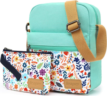 Girls Crossbody Purses for Kids 2 PCS Cross Body Bag Women Messenger Bag Girls Canvas Bag Cross Body Purse Set - Colors B
