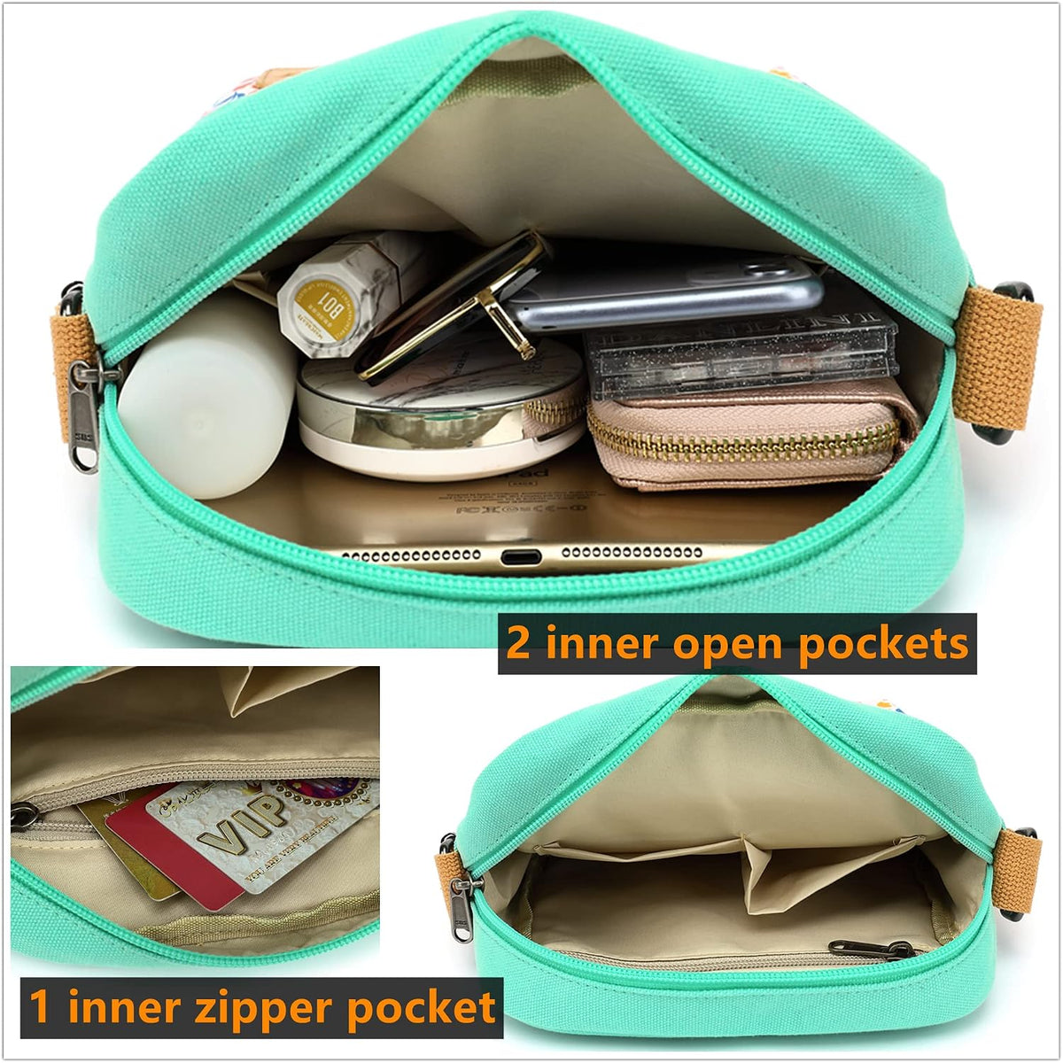 Girls Crossbody Purses for Kids 2 PCS Cross Body Bag Women Messenger Bag Girls Canvas Bag Cross Body Purse Set - Colors B