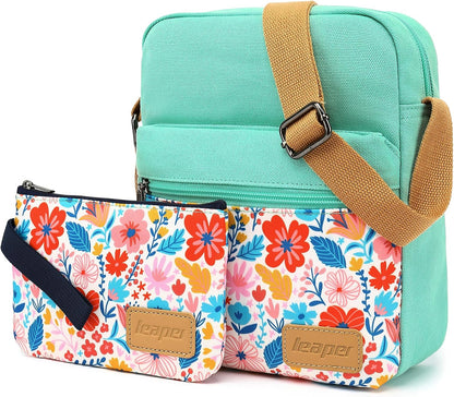 Girls Crossbody Purses for Kids 2 PCS Cross Body Bag Women Messenger Bag Girls Canvas Bag Cross Body Purse Set - Colors B