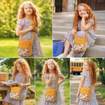 Girls Crossbody Purses for Kids 2 PCS Cross Body Bag Women Messenger Bag Girls Canvas Bag Cross Body Purse Set - Colors B