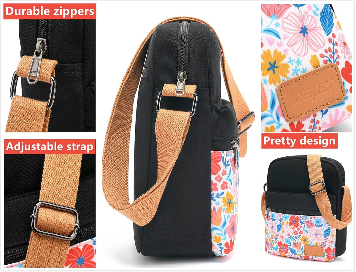 Girls Crossbody Purses for Kids 2 PCS Cross Body Bag Women Messenger Bag Girls Canvas Bag Cross Body Purse Set - Colors B