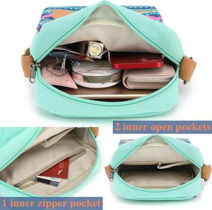 Girls Crossbody Purses for Kids 2 PCS Cross Body Bag Women Messenger Bag Girls Canvas Bag Cross Body Purse Set - Colors B