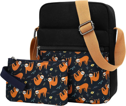 Girls Crossbody Purses for Kids 2 PCS Cross Body Bag Women Messenger Bag Girls Canvas Bag Cross Body Purse Set - Colors B