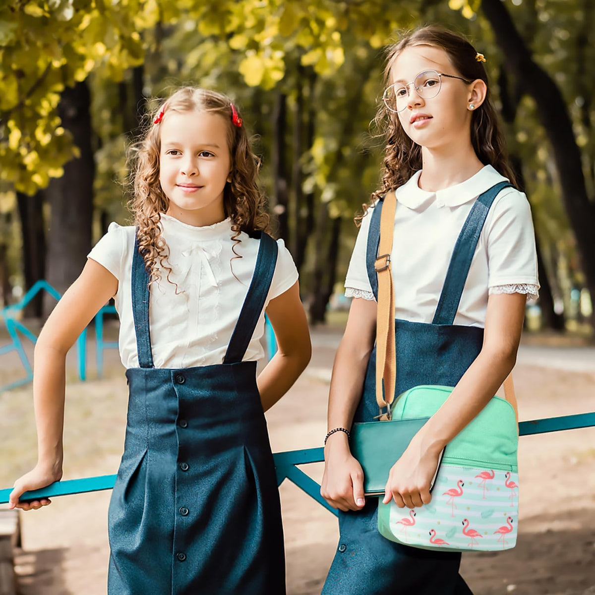 Girls Crossbody Purses for Kids 2 PCS Cross Body Bag Women Messenger Bag Girls Canvas Bag Cross Body Purse Set - Colors B